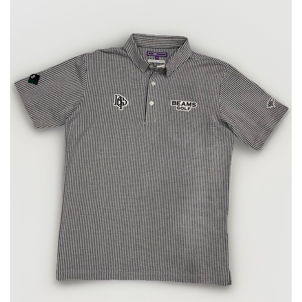 NEW Beams Japan Golf Polo Shirt Purple Label Button Classic‎ Blue Stripes Mens M